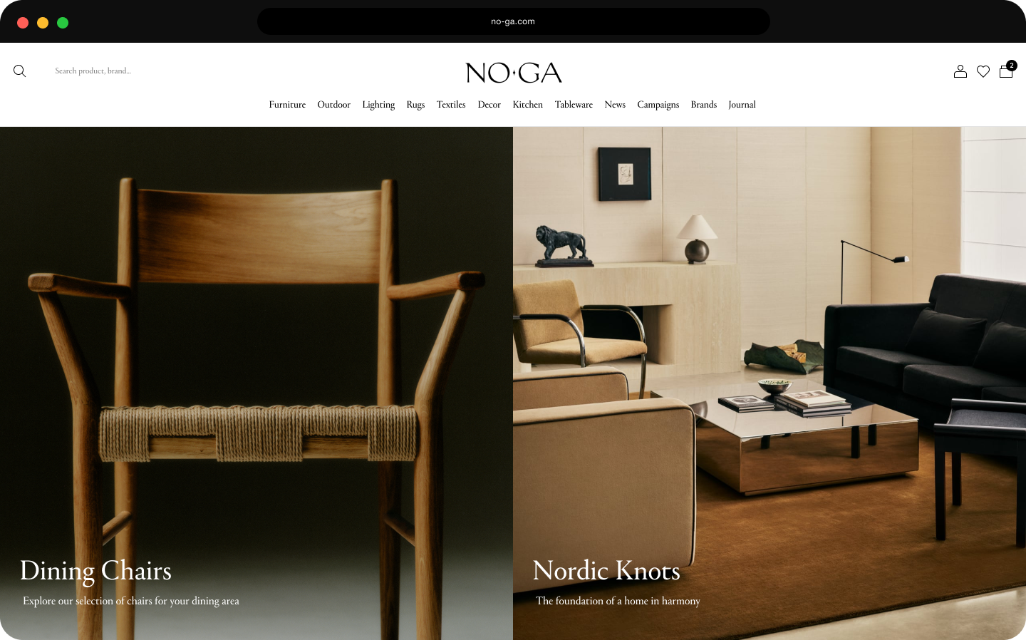 Nordic Knots homepage hero placement