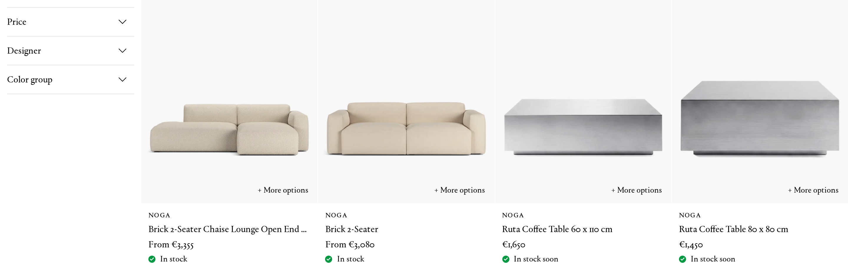 Example of the product selection on an Elevated brand page